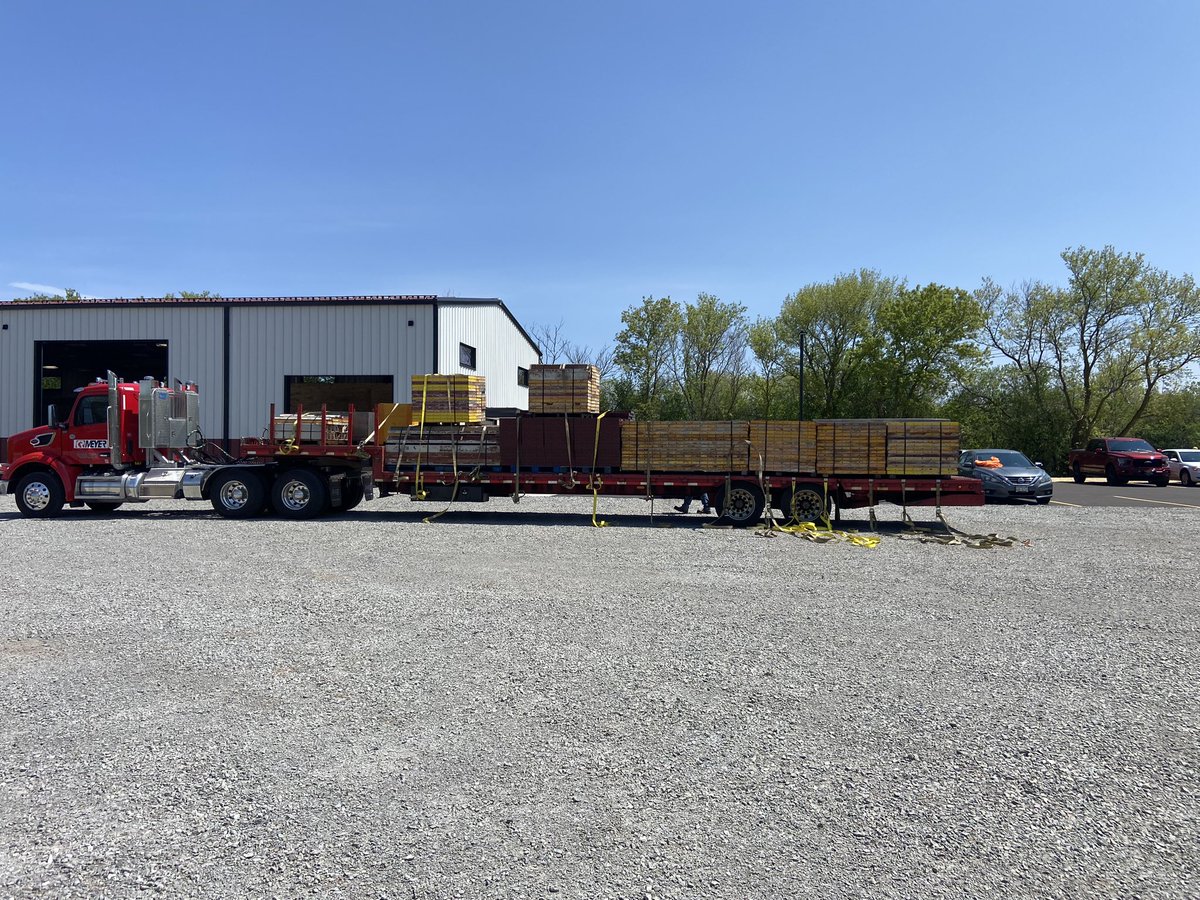FVTCConstrMgmt's tweet photo. Quite the week for us.  CR Meyer makes another donation to the Construction Training Center @FoxValleyTech  A big red sleigh loaded with concrete wall forms.  Huge thanx to the our partners at CR Meyer. https://t.co/U4V3GjM454