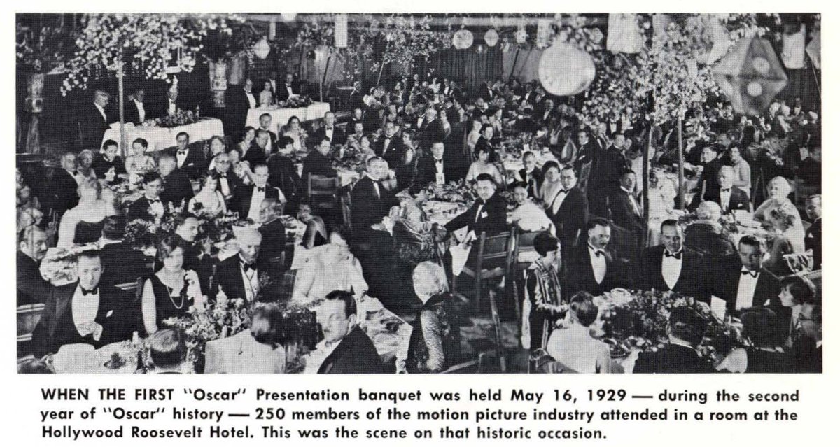 May 16, 1929: The first #Oscars were presented at a ceremony in the Hollywood Roosevelt Hotel. Photo from @TheAcademy newsletter (1968): digitalcollections.oscars.org/digital/collec…