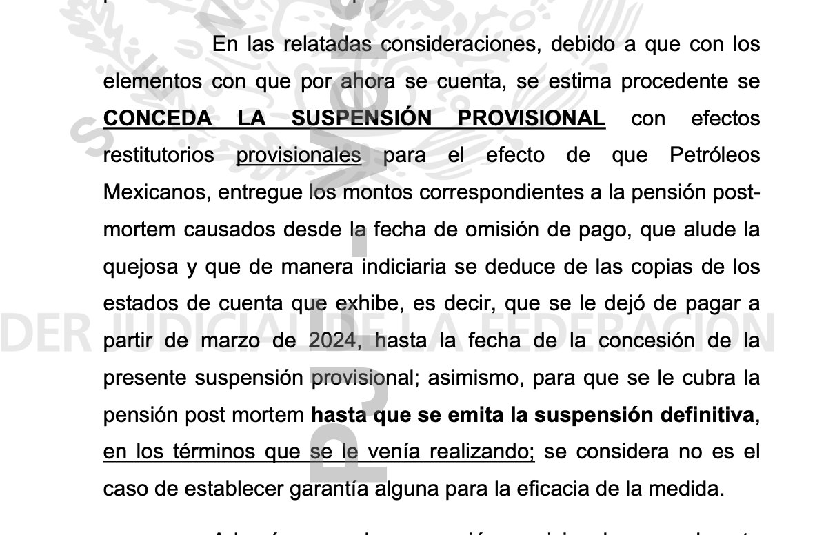 ÚLTIMA HORA: Pemex pierde el primer round vs @amparocasar. Pese a la queja presentó un Tribunal federal le concede la suspensión a Amparo para que se le pague por ahora. Y le advierte a Pemex que antes de suspender el pago... Debe probar que se cometió un delito. Zas... 👇👇👇