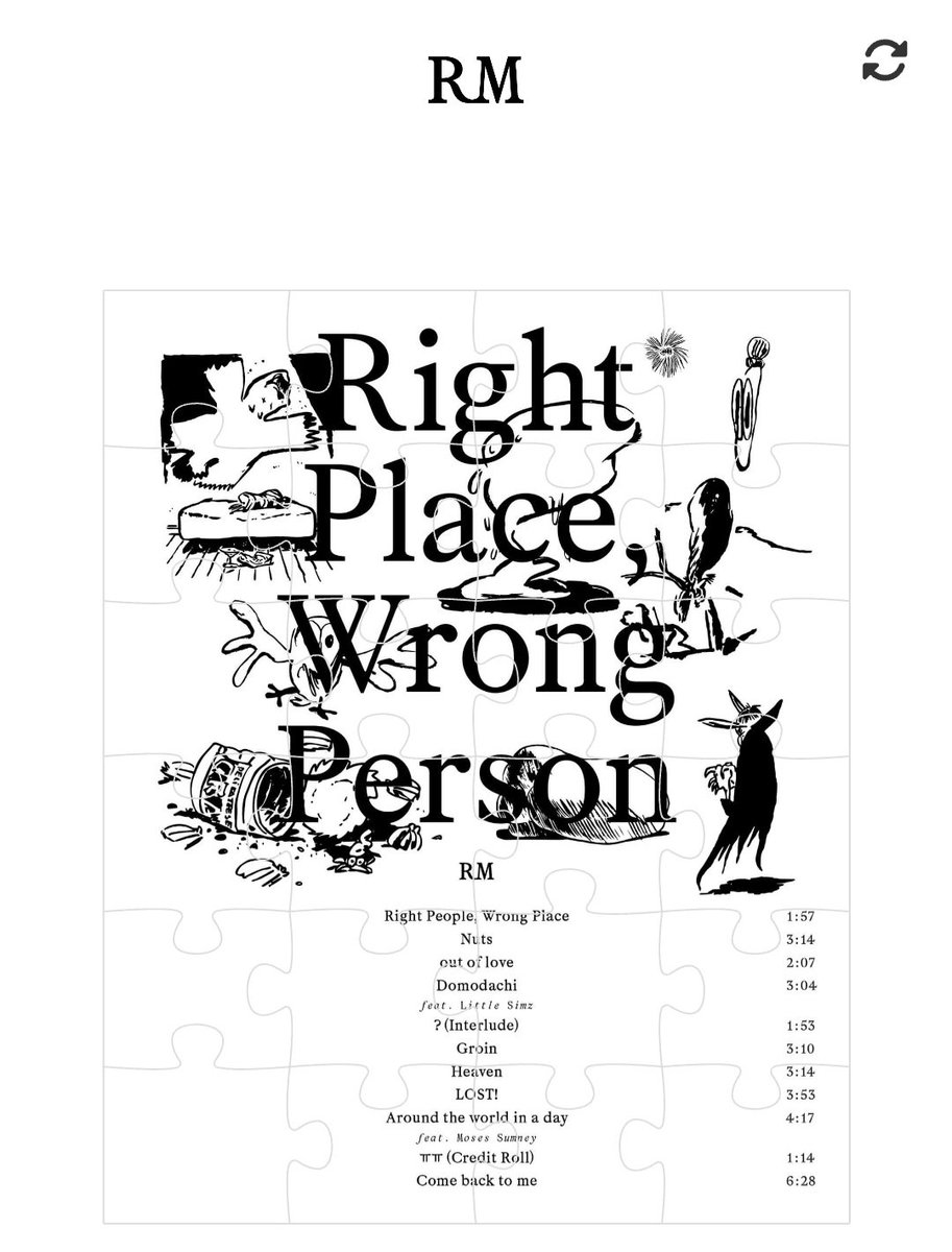 RIGHT PLACE WRONG PERSON Track list 👑💜💜💜
#RPWPISCOMING #RM #KingNamjoon #COMEBACKTOME