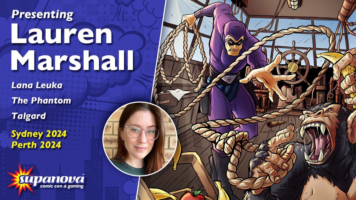 Please welcome @themarshallart1 to #Sydnova & #Perthnova! Lauren has lent her skills to titles such as The Phantom, Talgard, as well as her creator-owned title Lana Leuka! Lauren's art was also featured across New York in Marvel's Spider-Man 2 video game! supa.fans/LMarshall