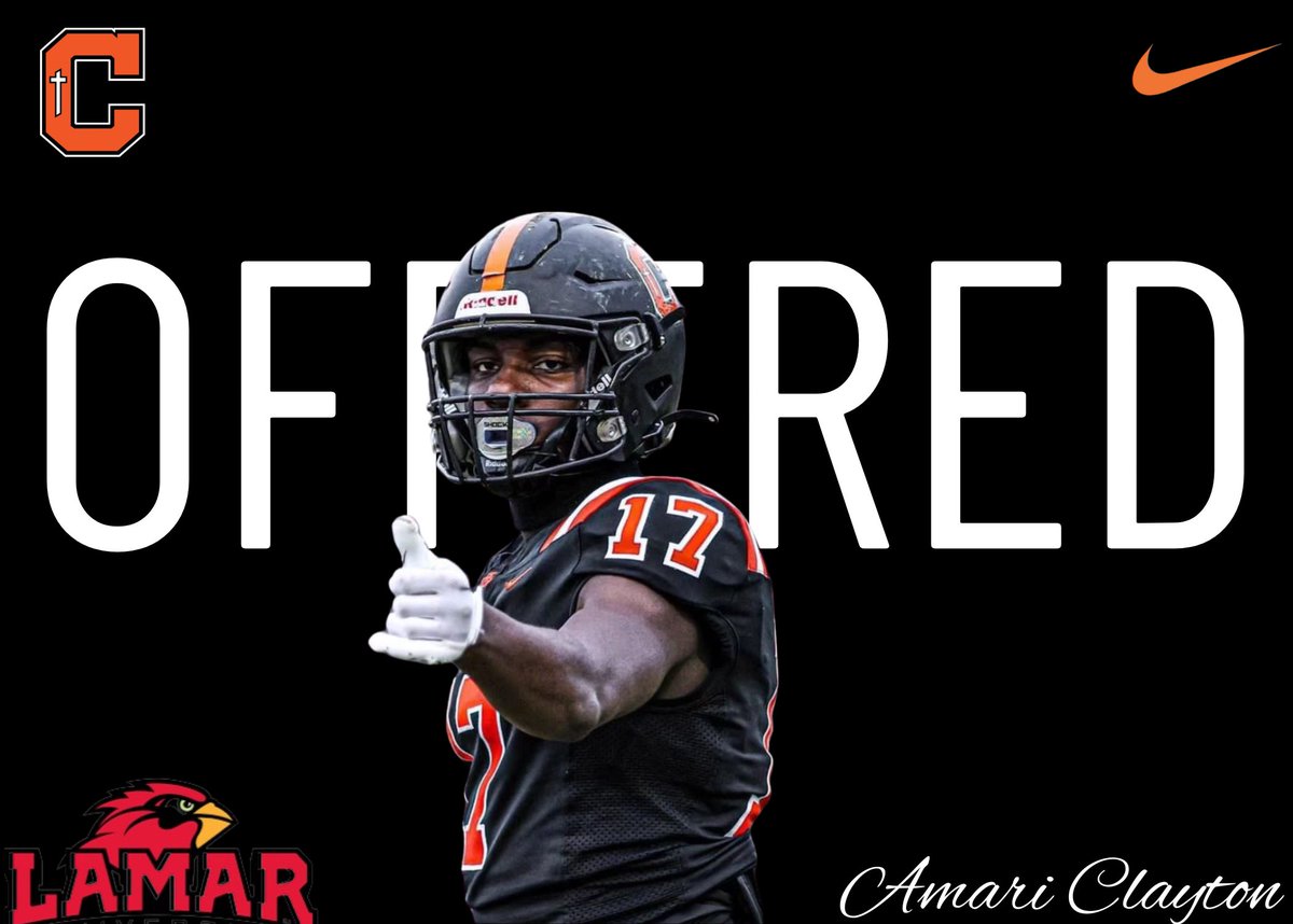 Congratulations to 2025 WR Amari Clayton for receiving an offer from Lamar University.