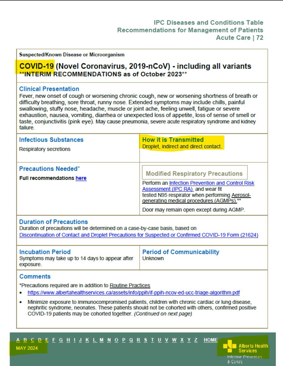Note to @AdrianaLaGrange @CMOH_Alberta (👻) as seen below- why is the govt website still promoting droplet transmission for Covid? #CovidisAirborne and the virus can stay in the air for hours. Maybe one of your new silos can get this corrected…#enoughisenoughucp #resignlagrange