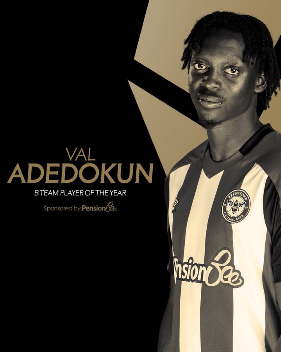 Congrats to Val Adedokun on winning Brentford B Player of the Year!🇮🇪 The young left back has had a superb season even making the bench in the PL multiple times and being rewarded with a new contract earlier this year. One I predict to really take off next season🤞🏼☘️