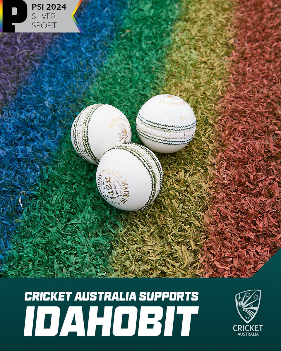 CricketAus's tweet photo. A sport for all.
At Cricket Australia, we’re proud to play a part in advancing cricket's efforts to make clear and tangible commitments to equity for all staff, players, coaches, umpires, volunteers and fans.
#IDAHOBIT #PrideInSport https://t.co/1NlTEfBX5V