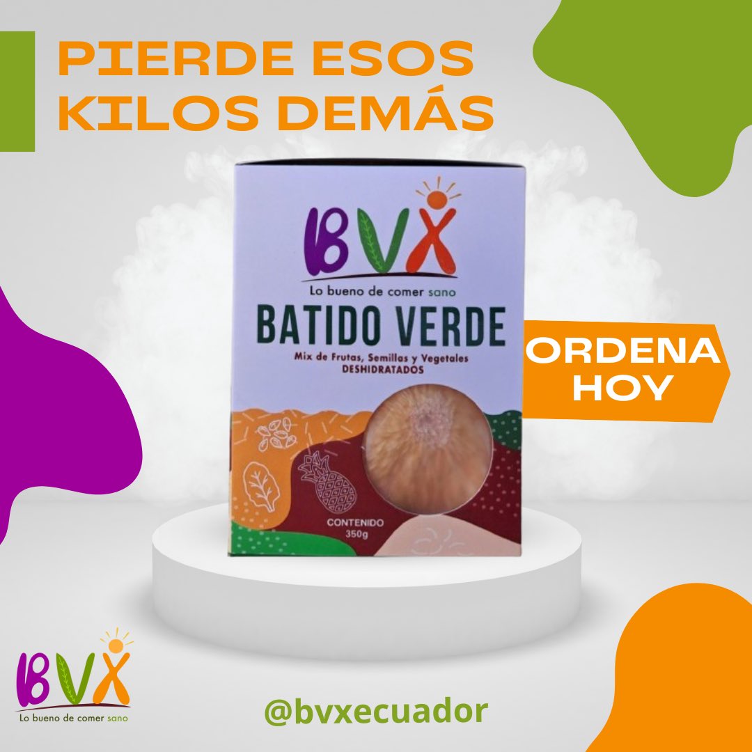 BvxEcuador's tweet photo. Pierde esos #kilos demás y transforma tu vida con nuestros #BatidosVerdesBVX, extra saludables y súper fáciles de preparar, tómalos en ayunas durante 21 días y verás grandes resultados. https://t.co/qxCwPlAm4G