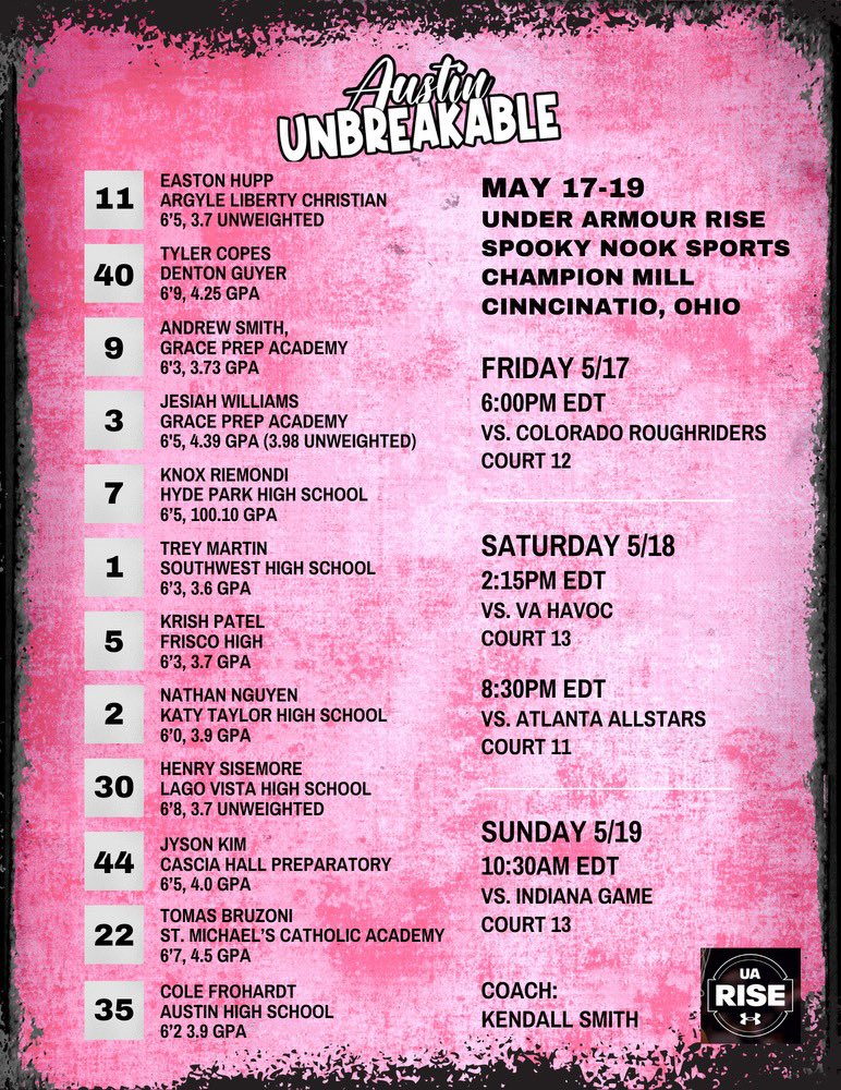 🟣⚒️Coaches are excited to see our talented, academically accomplished team. 

Every player has caught the eye of next-level coaches, a testament to Coach Smith's excellent job selecting individuals with academic, character, and basketball prowess.