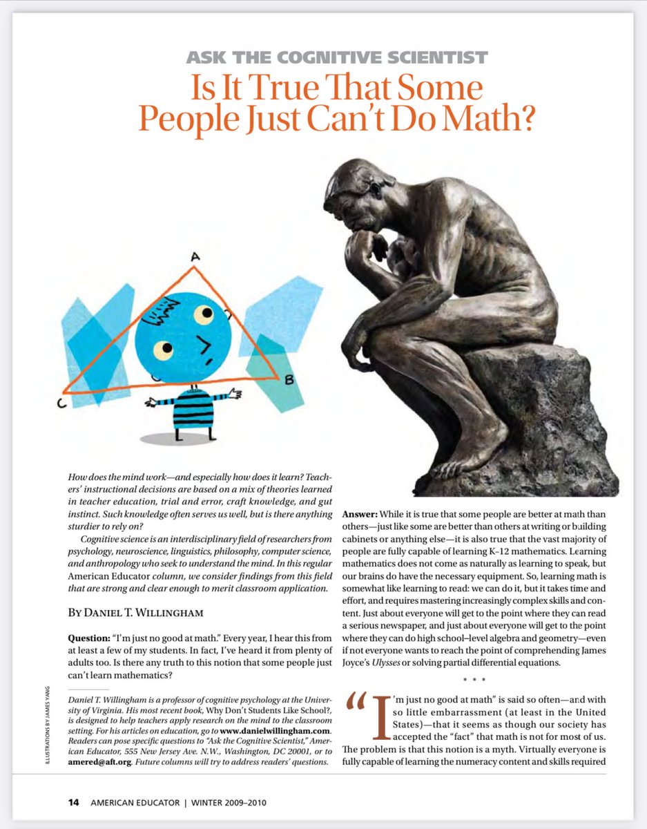 Is it true that some students just can’t do math? No, but you probably shouldn’t design instruction so that only a small minority of students can do it! aft.org/sites/default/…