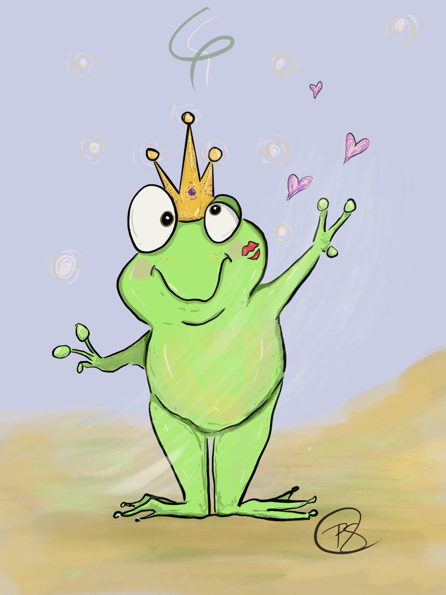 Kiss a frog and your Prince Charming shall appear? #scbwidrawthis #scbwi #scbwiillustrators #kidlit #scbwidrawthisprince #frogprince