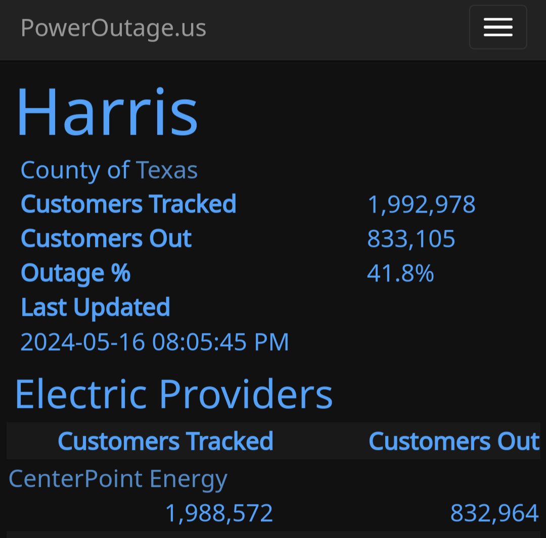 A million Texans are without power right now, 800,000 in Harris County. A major part of policymakers' and utilities' resiliency plans should be helping homeowners and renters get energy storage. #txlege #txenergy