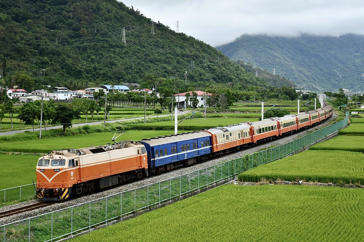 臺東線の有名撮影地を行く莒光号。荷物車と電源車もついてて素晴らしいですね。