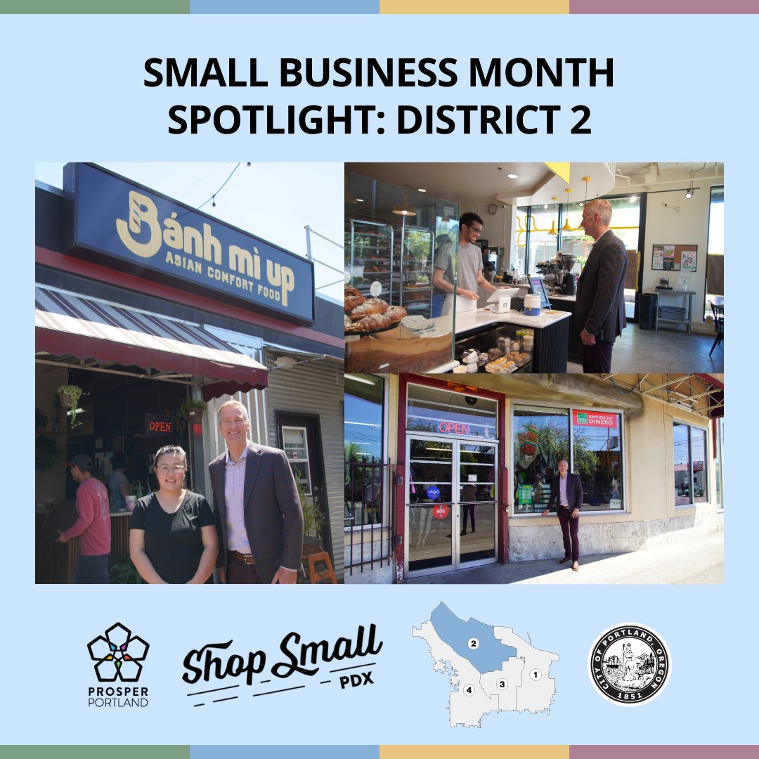 For Small Business Month we are highlighting businesses in District 2, which is the most northern district. Mayor @TedWheeler visited three businesses in the St. John’s neighborhood, which you can find by visiting ShopSmallPDX.com.