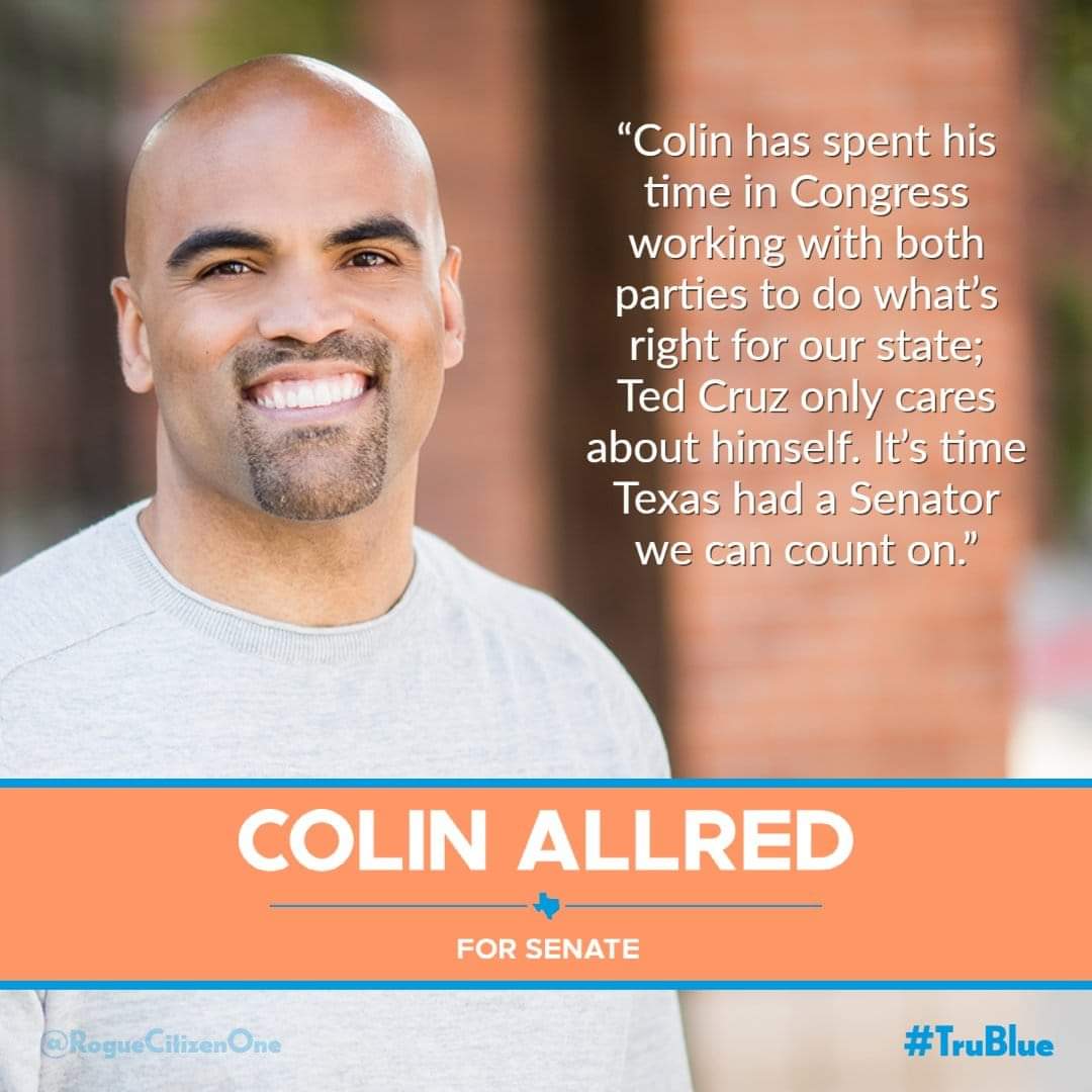 Bye Ted Cruz! 
Vote Colin Allred 
for US Senate TX
Vets
Energy
Education
Healthcare
Civil Rights
Immigration
SS Medicare
Environment
Infrastructure
Transportation
Homeland Security
Reproductive Rights
🔸@ColinAllredTX
🔸ColinAllred.com

#wtpGOTV2024