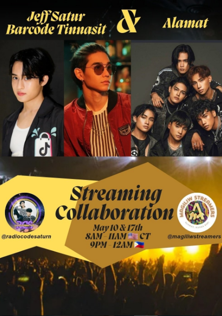 saturninabeat's tweet photo. 🎉#Saturdayss #unit join us tomorrow #JEFFBARCODExALAMAT sp collab D2🥳
#magiliw🤎@MAGILIWSTREAMS will be in the 🏡

🗓️Fri may17
⏰8-11am🇺🇸USCT⏰3-6pm🌍EU
⏰9pm-12am🇵🇭PHT
host🪐radiocodesaturn
co-host🤎magiliwstreamers

 #Alamat #JeffSatur #barcodetin @JeffBarcode_USA @9867aini https://t.co/eaYl3py5lV