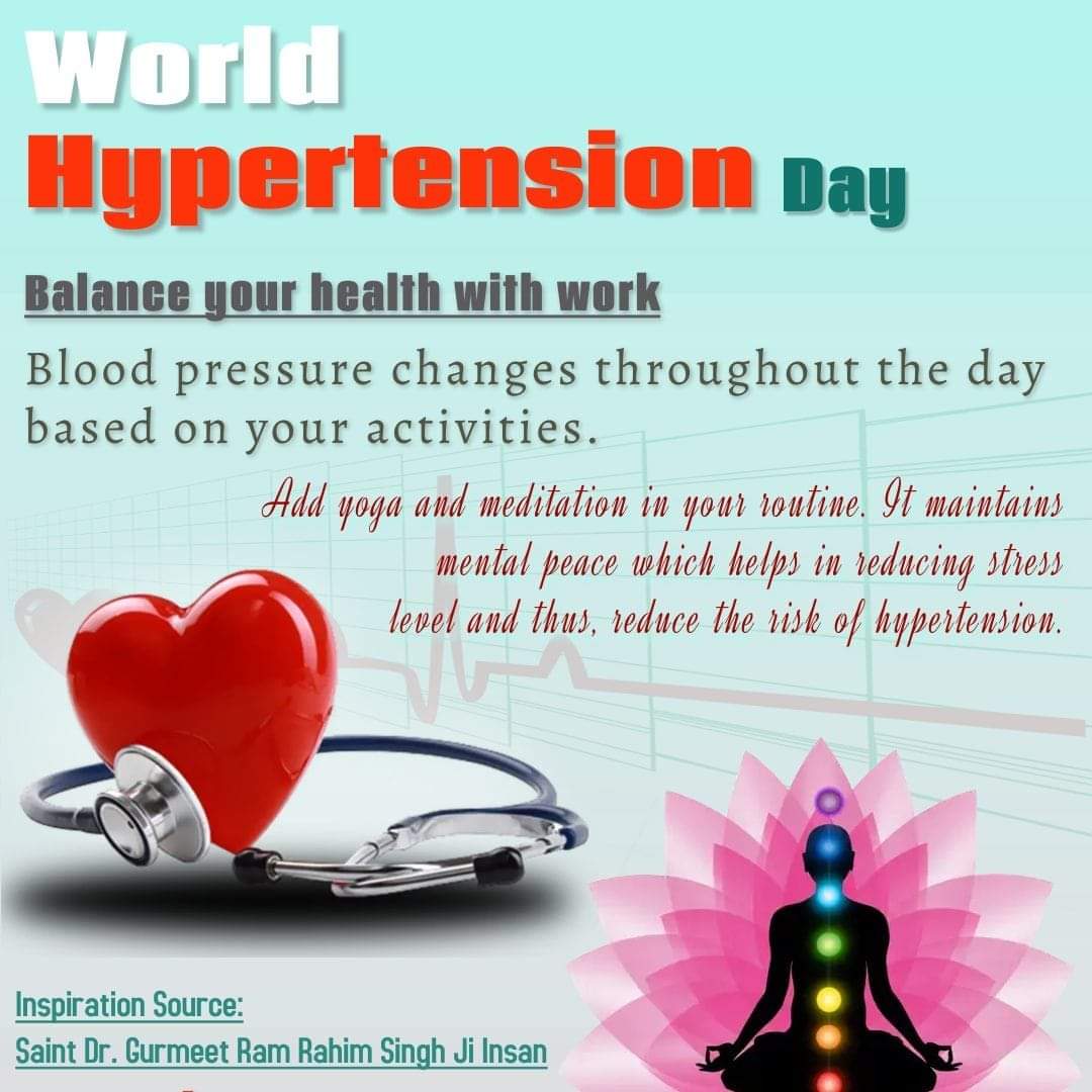 Due to wrong eating habits of people as well as due to intoxication, people are facing diseases.Saint MSG Ji got millions of people free from intoxication and non-vegetarian and made them a good person by connecting them with the name of Ram(Meditation).
#WorldHypertensionDay