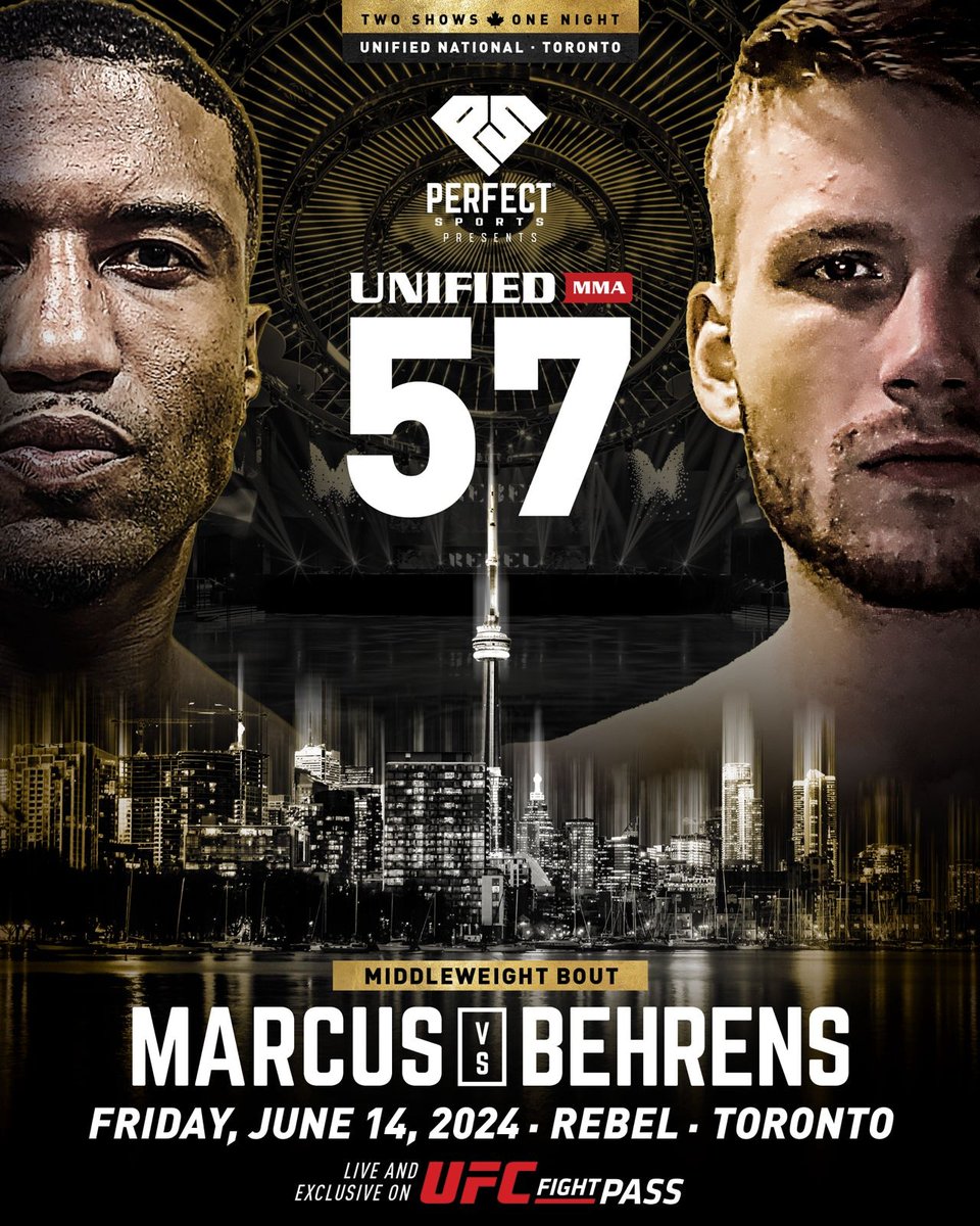 🚨 #Unified57 News 🚨

Former @GLORY_WS champion 🇨🇦 @SimonMarcusNo1 looks to smash his way to 2-0 in his MMA career vs. the fast-rising 🇨🇦 Grady Behrens in Toronto on June 14, LIVE on @UFCFightPass from @rebel_toronto

🍁 #UnifiedNational 🍁

TICKETS ➡️ ticketmaster.ca/event/1000609A…
