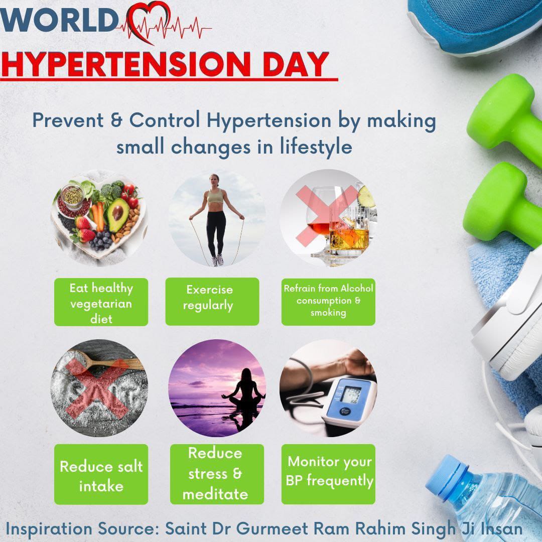 Hypertension is a silent killer,it is  global epidemic that causes cardiovascular diseases,it kill more adults than any other causes. To control hypertension Saint MSG shares valuable tips such as regular exercise,yoga with meditation along with healthy diet
#WorldHypertensionDay