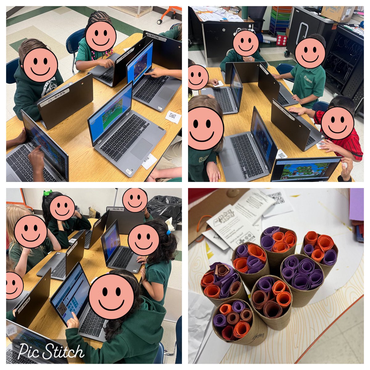 Today my #Kindergarten students work on @typetastic_com, @codeorg and @kodable. They had so much fun being able to choose which one they wanted to work on! Then my #second graders worked on making a #bee hotel with #recycled materials. #STEMinPA #teacher #STEM #EnvironmentalEd