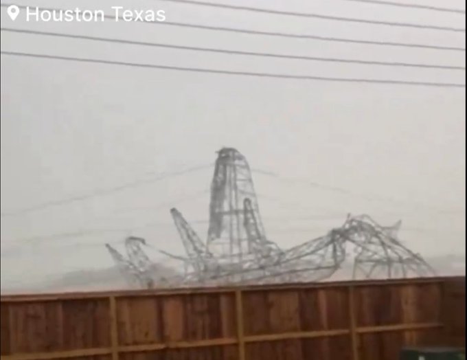 Weather Wars W😲W 🚨#BREAKING: Nearly a Million are without Power in Houston TX as Powerful Storms Move through with 80-117 mph Winds Toppling large transmission power lines and Shattering skyscrapers Windows.