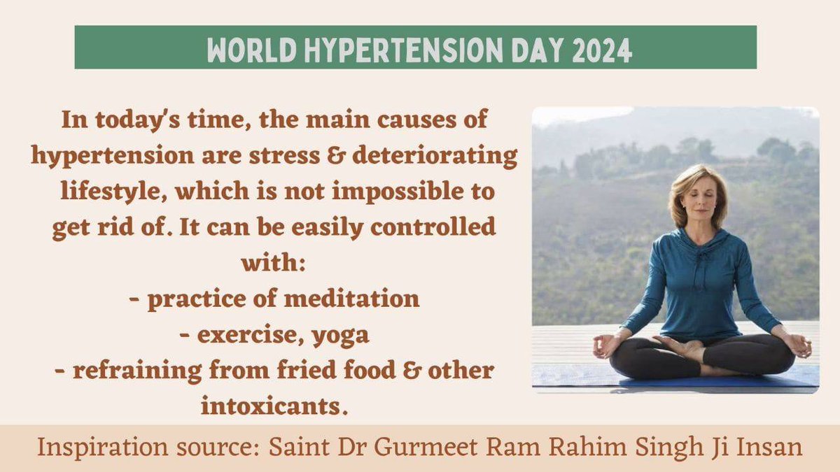 Stress causes high blood pressure. Saint MSG shares health tips and encourages people to change their lifestyle by eating vegetarian food, practising the Method Of Meditation and exercising regularly. #WorldHypertensionDay