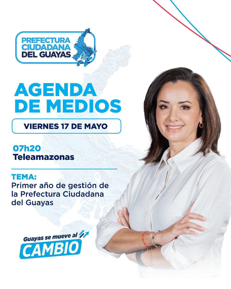 📢 ¡Mañana! 💪 ✅ Sintoniza la entrevista con la Prefecta @marcelaguinaga en @teleamazonasec, donde compartirá detalles sobre el trabajo que ejecuta la Prefectura Ciudadana del Guayas y su impacto en el primer año de gestión. #1AñoDeCambio #GuayasSeMueveAlCambio ✨✊