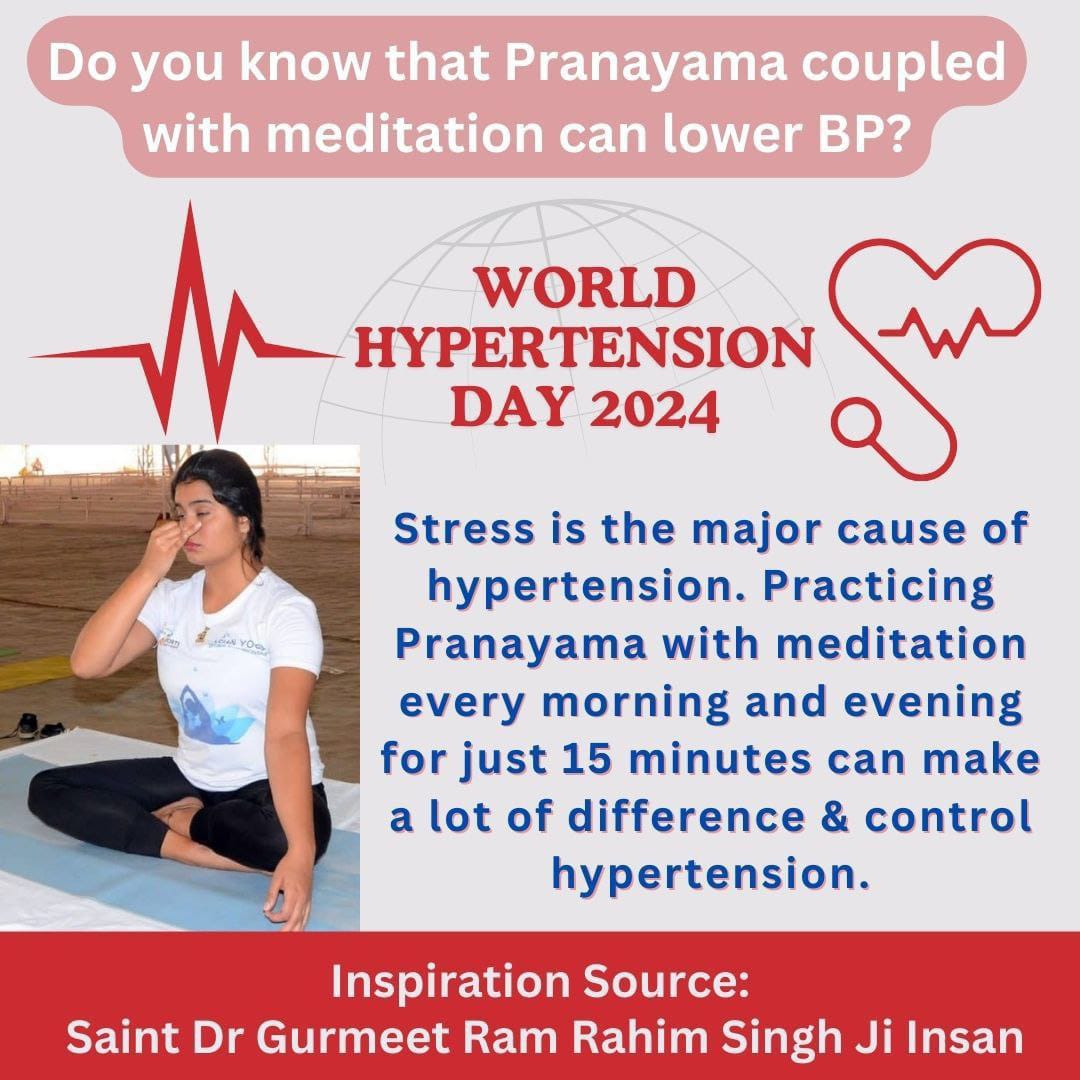 About 1 crore people die every year from BP related diseases
#WorldHypertensionDay is celebrated every year on 17th May to make aware about its effects To control blood pressure,Saint MSG recommends regular exercise, pranayam and meditation,staying away from alcohol & smoking