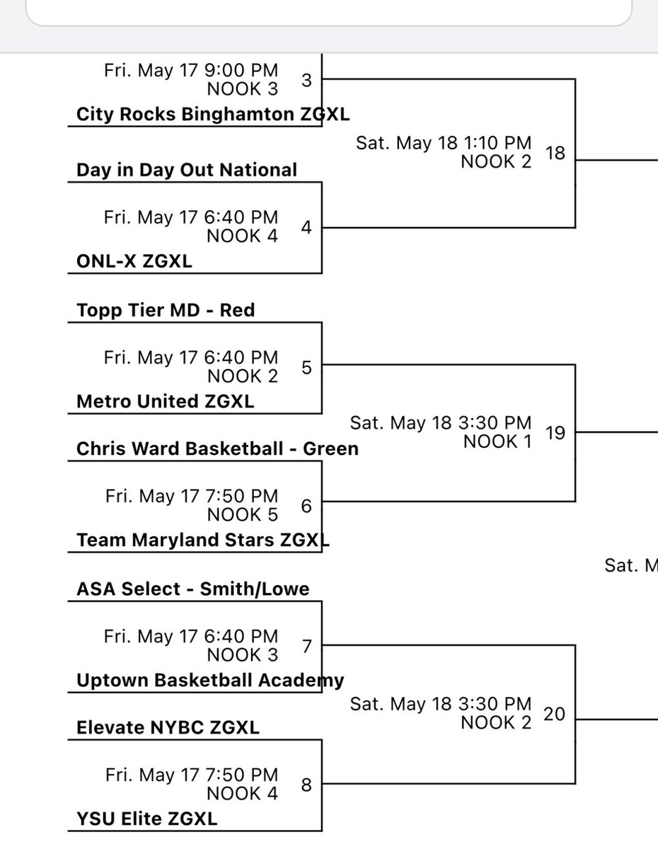 ASA Select 17U - Friday Night 6:40PM first game / court 3.