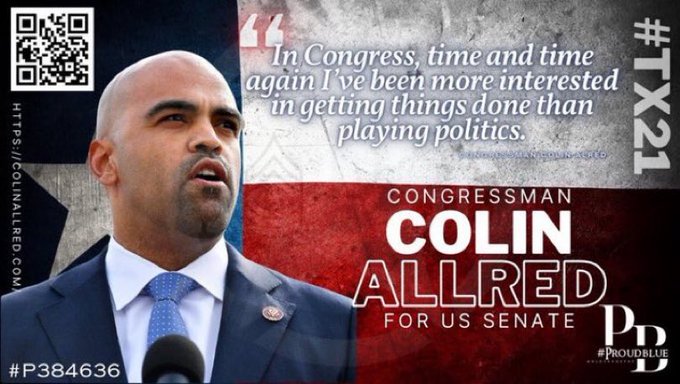 Texas! Are you done with Ted Cruz? Are you looking for positive change? 

@ColinAllredTX is your candidate. He'll work for all Texans and make a real different in your lives. 

It's time for Ted to go! Vote blue. 💙

#Allied4Dems #ProudBlue #VoteBlue2024