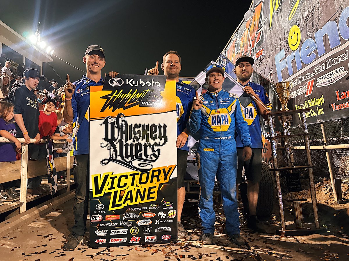 Another trip to @WhiskeyMyers Victory Lane. 😼 @BradSweetRacing’s $12,000 win tonight at @OutlawSpeedPR is his seventh overall win of 2024. That ties him with @AnthonyMacri7 as the winningest Sprint Car driver in the country this year!