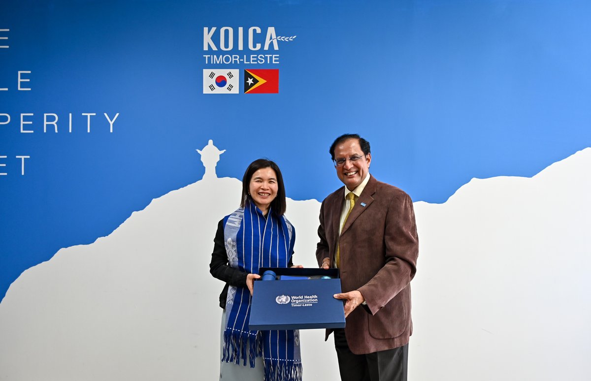 WHO Rep. Dr. Arvind Mathur met with KOICA Timor-Leste's Country Director Ms. Younhwa Kang to discuss ongoing health collaborations and explore future opportunities. WHO is proud to collaborate with KOICA and together we aim to improve health in Timor-Leste. #partnership