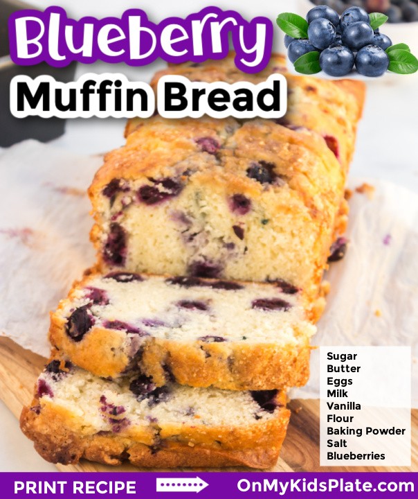 Homemade Blueberry (Muffin!) Bread ✅- onmykidsplate.com/blueberry-brea… One of our very favorites! #blueberries #muffins #quickbread