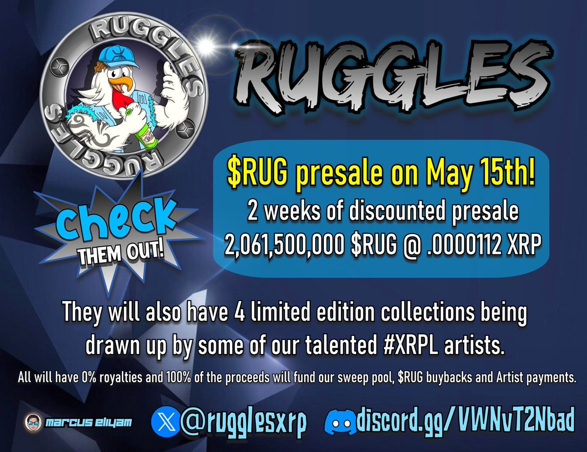 📣👉Ruggles Giveaway 📣👇

Did you already grab some $RUG? 
Want to win some more $RUG?

✅️Follow @jpg_prince and @rugglesxrp 
✅️Like + Retweet
✅️Tell your friends
➕️Join the Discord: discord.com/invite/DTB8k6F…

#XRPhasCommUnity #Ruggles #XRPL