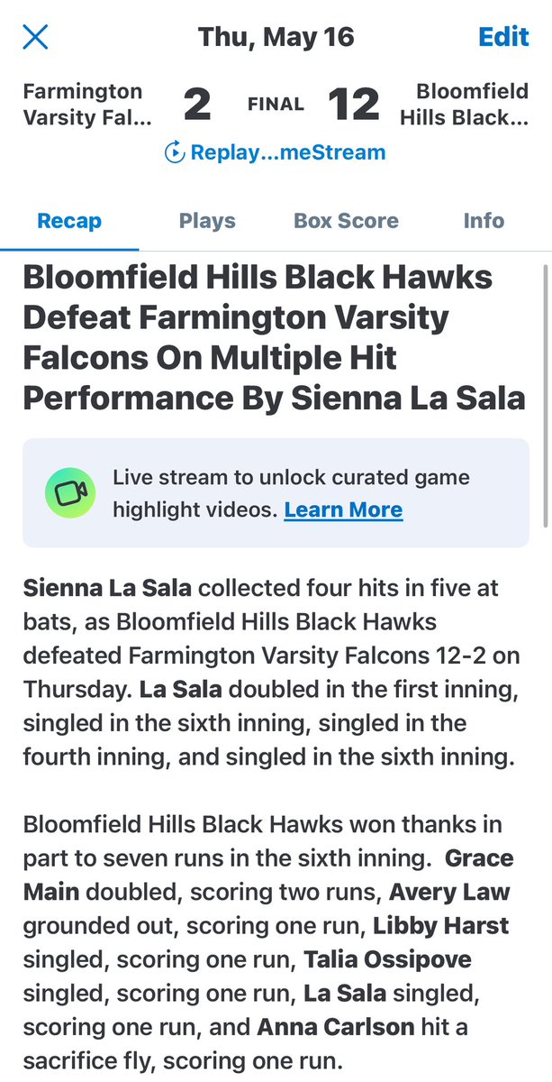 Bloomfield Hills Softball tweet media
