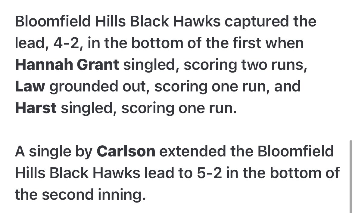 Bloomfield Hills Softball tweet media