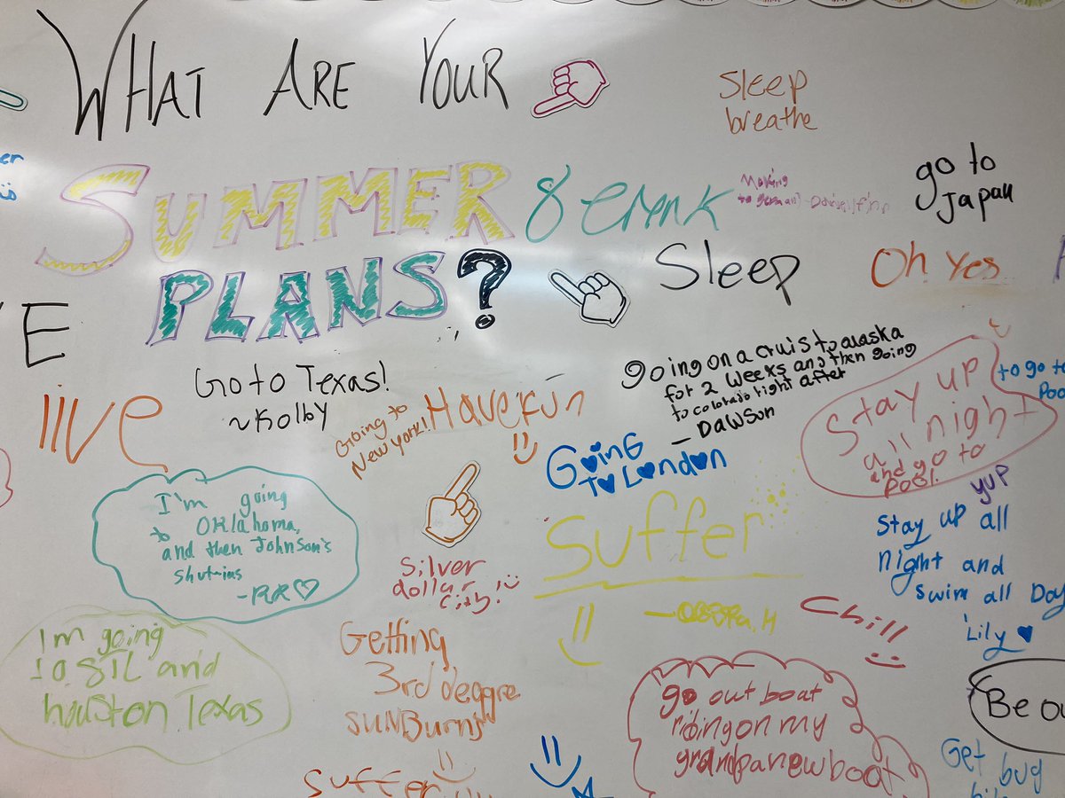 SmnHenley's tweet photo. Took a minute to read our @LCtrailblazers summer plans before we said goodbye and summer break commenced. Love the variety of responses! Of course, mine has to involve reading! #jclibraries #LContheRISE https://t.co/I0JTorMrUx