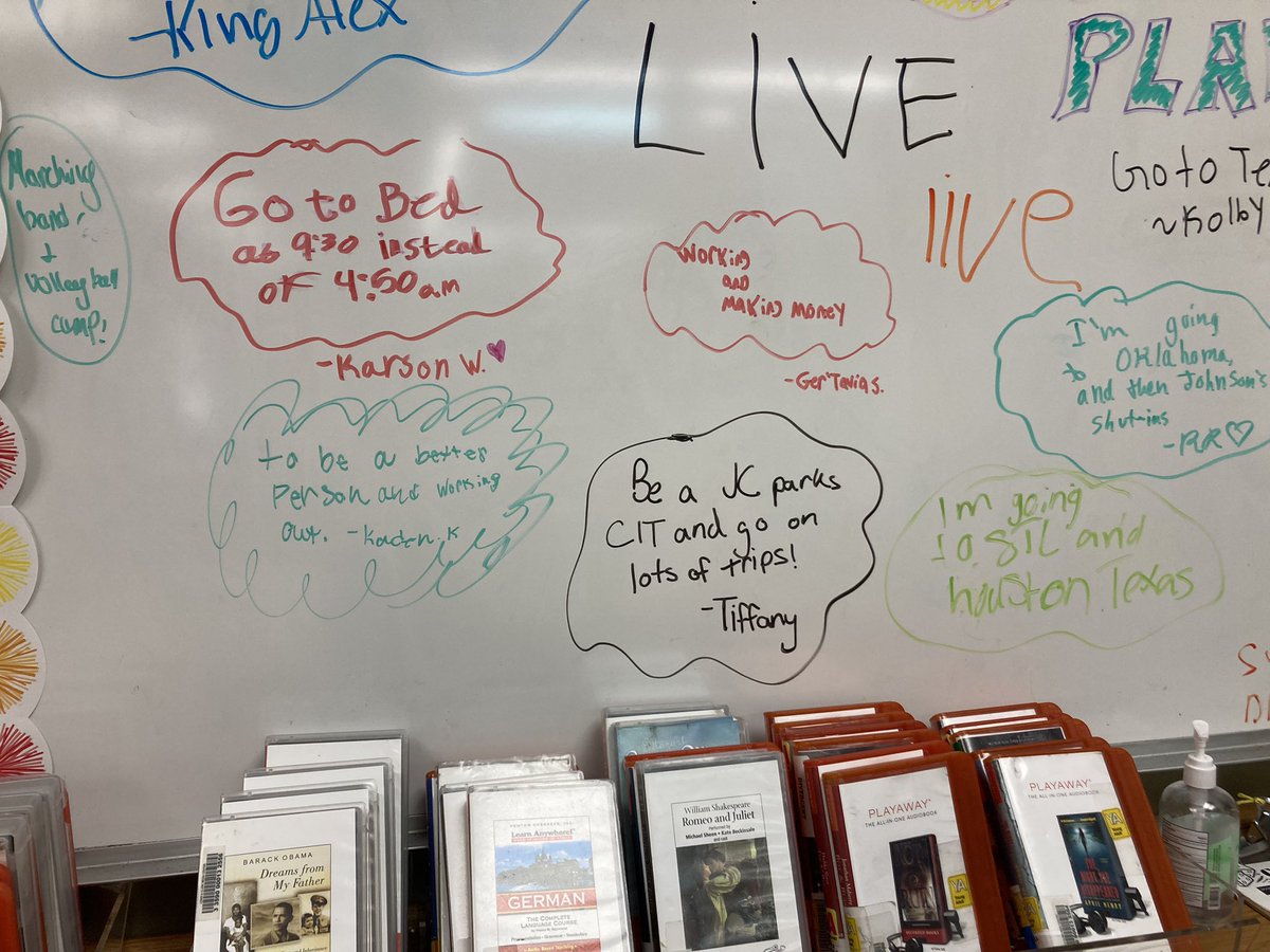 SmnHenley's tweet photo. Took a minute to read our @LCtrailblazers summer plans before we said goodbye and summer break commenced. Love the variety of responses! Of course, mine has to involve reading! #jclibraries #LContheRISE https://t.co/I0JTorMrUx
