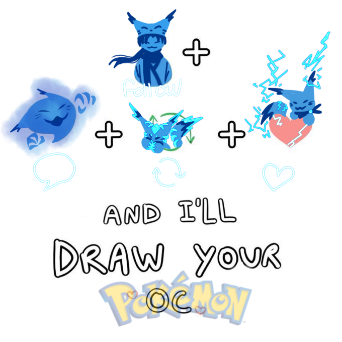 im back, thank you for all the support you have given me! let's go for 500 followers owo)/💜
to participate:
follow me🔥
retweet🔥
like💜
you can post a pokemon oc. or describe it!
#artmoots #raffle #artraffle  #ocartist  #DigitalArtist  #ocart #pokemonoc #pokeart