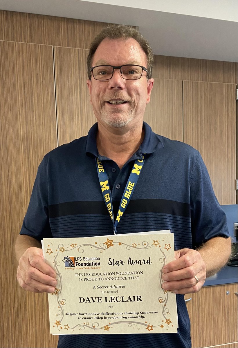 LPS Education Foundation (@lps_foundation) on Twitter photo The LPS Education Foundation is proud to announce that Dave LeClair from Riley Upper Elementary School has been honored with a Star Award! For information on Star Awards, please visit: lpsfoundation.org #LivoniaPride <a href="/LivoniaDistrict/">Livonia Schools</a> <a href="/Riley_Wildcats/">Riley Upper El</a> The LPS Education Foundation is proud to announce that Dave LeClair from Riley Upper Elementary School has been honored with a Star Award! For information on Star Awards, please visit: lpsfoundation.org #LivoniaPride <a href="/LivoniaDistrict/">Livonia Schools</a> <a href="/Riley_Wildcats/">Riley Upper El</a>