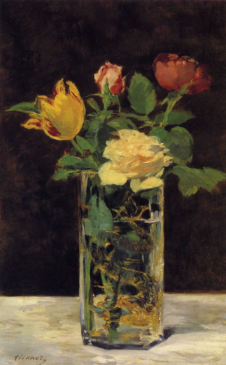 Roses and Tulips in a Vase (1883), by #ÉdouardManet