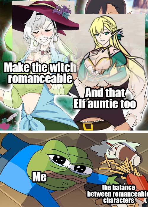 The algorithm forced my hands... Why is the milf witch post the one that made the follower count grows?

I swear at this rate I need to make 2 more dilf character romanceable to balance it out 😵‍💫
#Farmingsim #farmsim #rpg #datingsim #animegirl