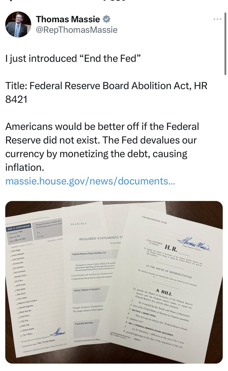 Every patriot in the US should be jumping up and down to push this through. The central bank is the reason nothing ever changes, we can’t stop the wars, you get taxed into submission and your dollars are worth less every month. Do you understand the Federal Reserve owns you?