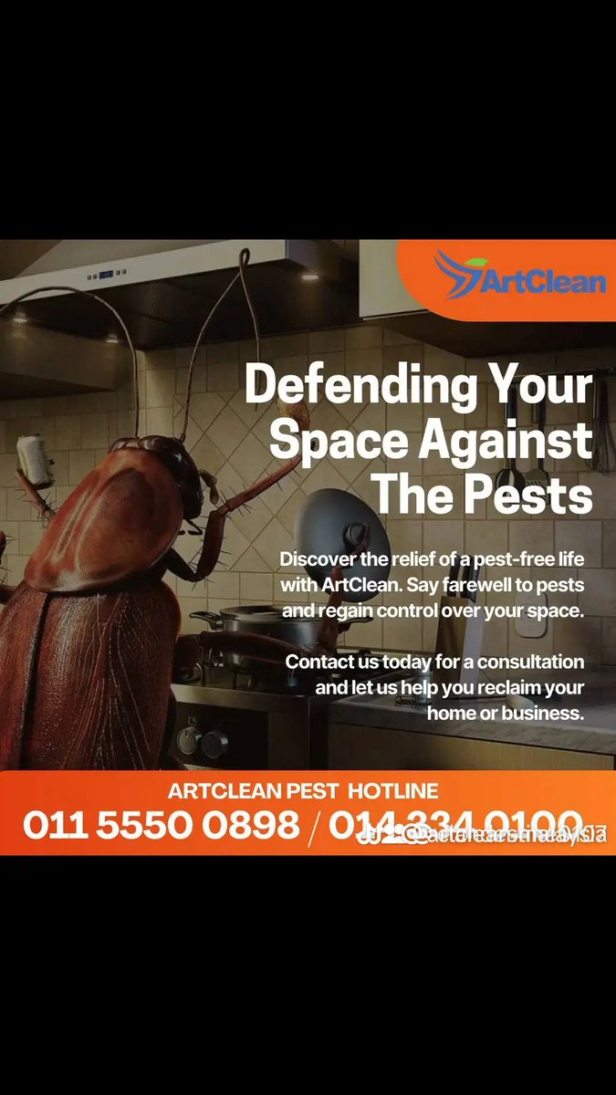 🌟DEFENDING YOUR SPACE AGAINST THE PESTS🌟

Discover the relief of a pest-free life with ArtClean. Say farewell to pests and regain control over your space. 🏡🏬🚫🐀

#artclean #pestcontrol #cockroach #deepcleaning #postrenovationcleaning #forensiccleaning