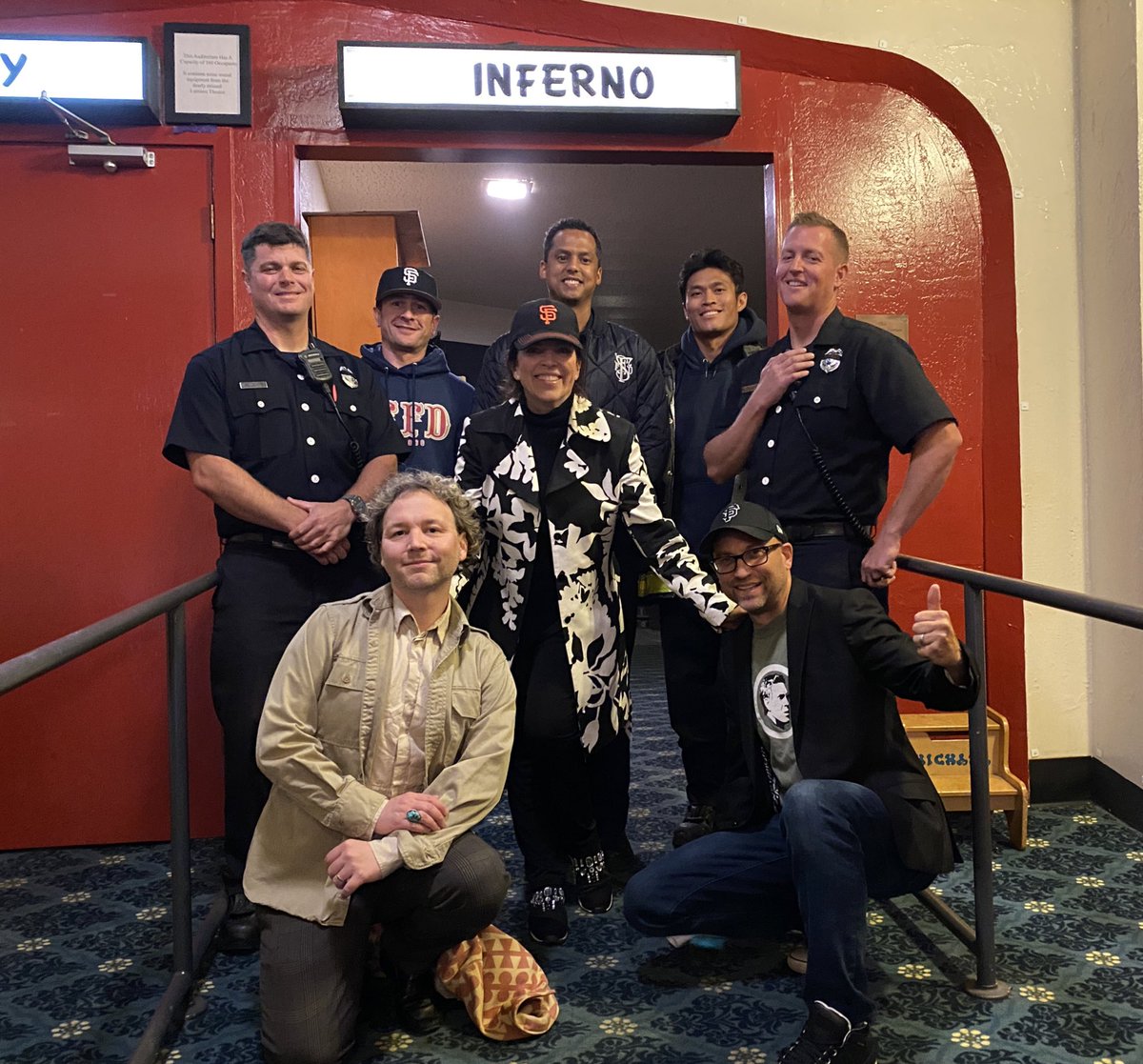 Omg the San Francisco Fire Department and “The Towering Inferno” co-star Carlena Gower are here for our SOLD OUT #TotalSF screening. Love this city tonight. 🔥🌁🔥 @SFFDPIO @TonyBravoSF @balboatheatresf