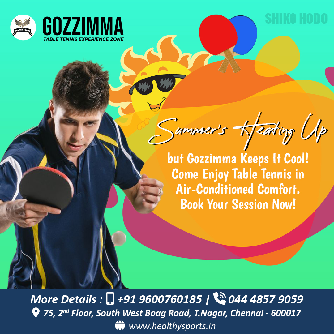 Why sweat it out when you can play in comfort? At Gozzimma, we offer air-conditioned table tennis courts for the ultimate gaming experience. Reserve your spot now and enjoy a cool and refreshing environment while you compete!

#tabletennischallenge #tabletennisteam #gozzimma