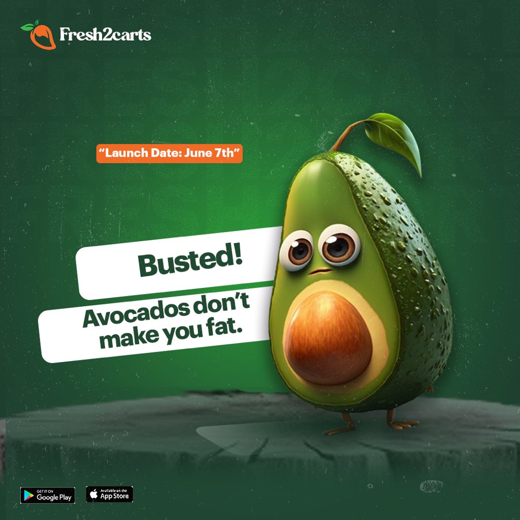 Hold the guilt! Avocados are a healthy fat full of good stuff for your body. Don't believe everything you hear. Get your creamy avocado fix with Fresh2Carts.

Get ready for our big launch.

#DebunkingFoodMyths #HealthyFats #Fresh2Carts