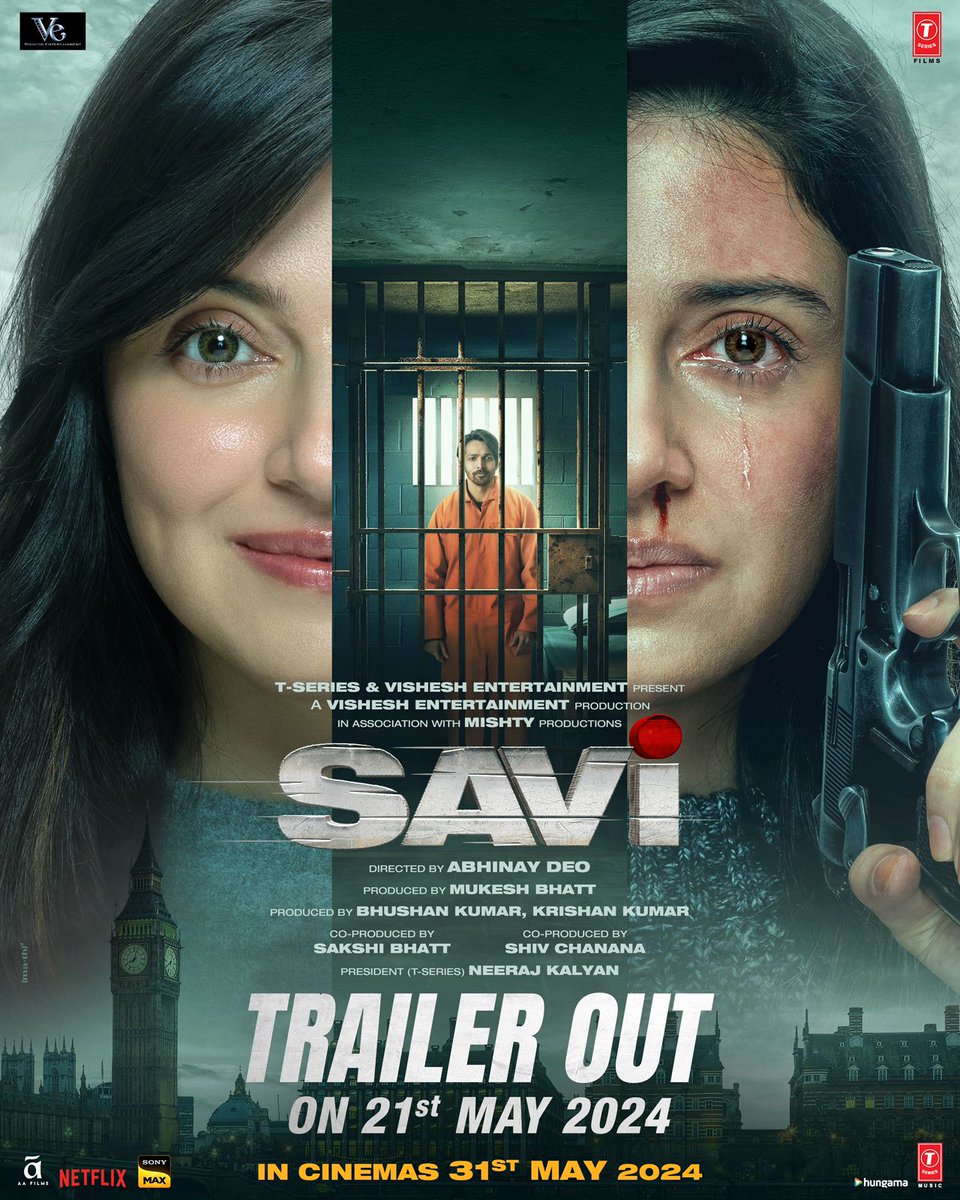 In an #AbhinayDeo directorial, #DivyaKhossla surprises fans with an unseen avatar in a cryptic poster for #Savi. The trailer date has been revealed—mark your calendars for 21st May! #Savi releases on 31st May. @AnilKapoor #DivyaKhossla #HarshvardhanRane @deo_abhinay @TSeries