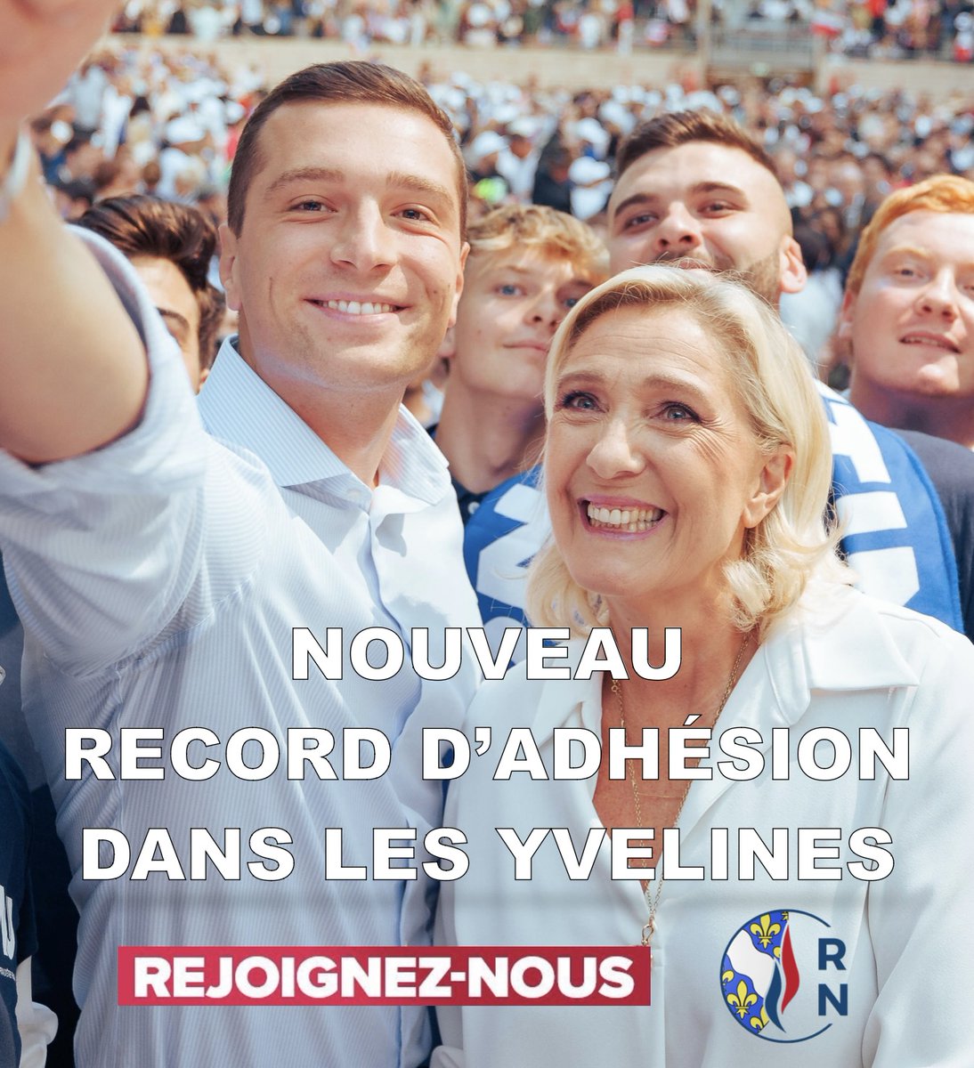 🚨Incroyable dynamique autour du @RNational_off avec @MLP_officiel et @J_Bardella : nouveau record absolu d'adhésion cette semaine dans les Yvelines ! Rejoignez-nous : adhesions.rassemblementnational.fr #VivementLe9Juin