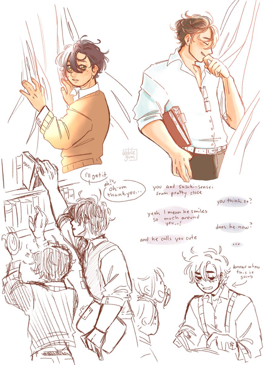 my take on teacher au
a little difficult for me to make sasaki look sasaki-like without his orange hair  :’)
#ssmy_FA