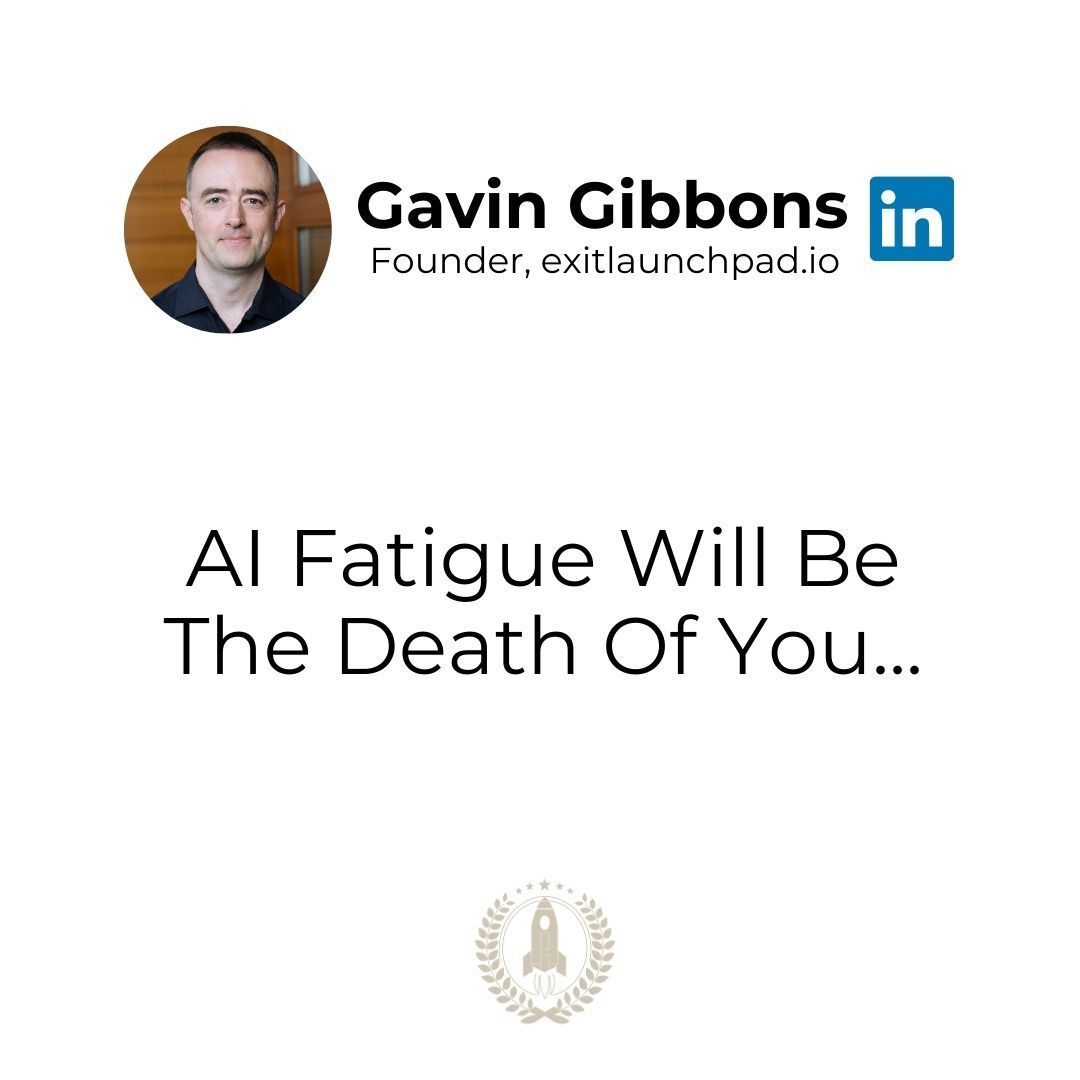 AI FATIGUE WILL BE THE DEATH OF YOU... AI is transforming industries faster than the dotcom or mobile waves did. Don’t get caught playing statues Implement AI-driven automation now to stay competitive and enhance your business before it’s too late