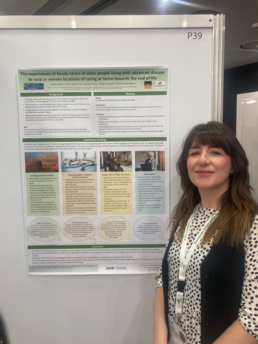 EAPC Day 2. All set up with my poster on the experiences of #FamilyCarers supporting older people in #rural areas towards the end-of-life. #EAPC2024 @LloydwilliamsM @NathanDavies50 @KarenDening1